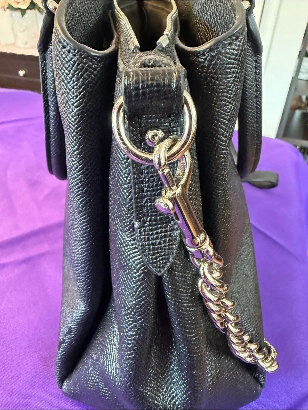 Coach Black Leather Satchel with Silver Hardware